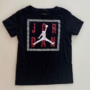 Jordan Black Short Sleeve Tee with Red & White Jumpman Graphic